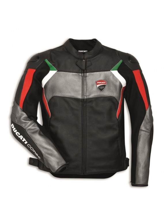 Men's leather motorcycle jacket with perforated protections Ducati "CORSE C3"