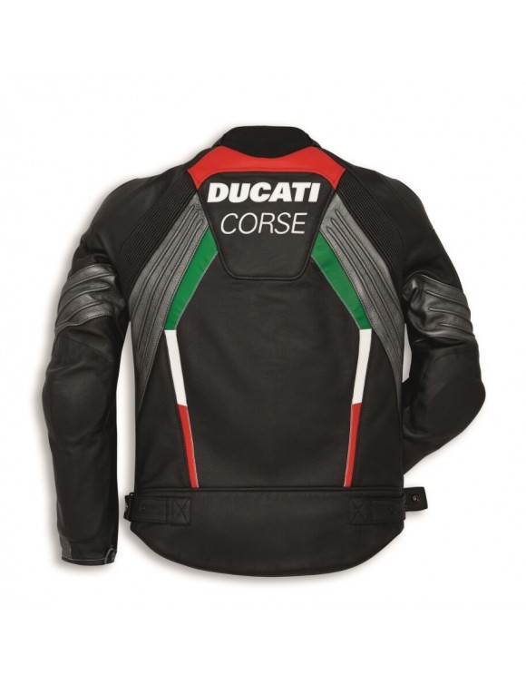 Men's leather motorcycle jacket with perforated protections Ducati "CORSE C3"