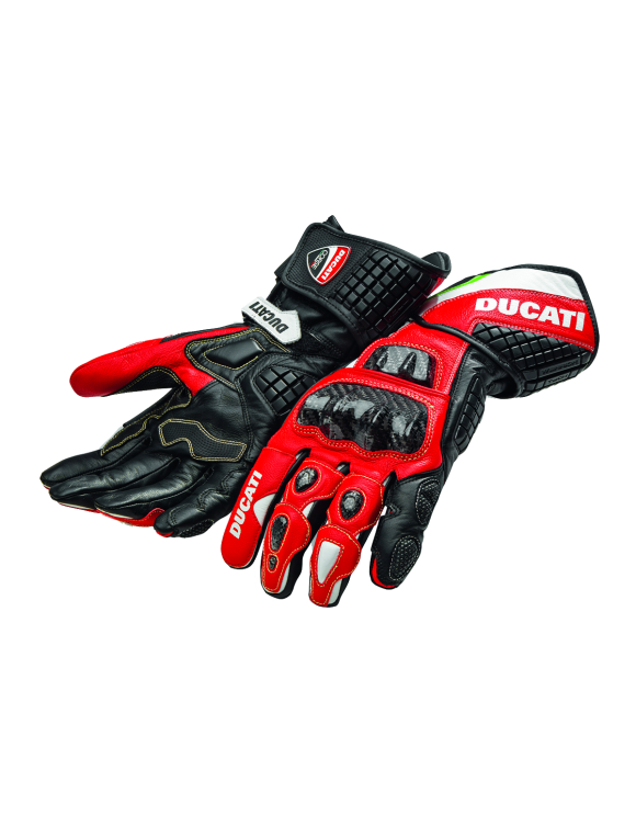 Gants sport en cuir protection moto Ducati Corse C3 rouge/noir