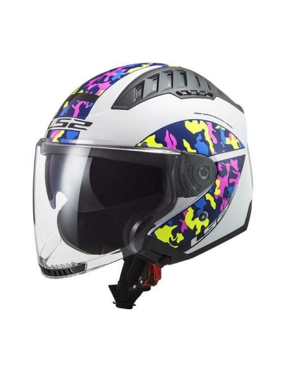 Casque moto Jet HPTT LS2 600 Copter Croustillant blanc H-V glacé jaune