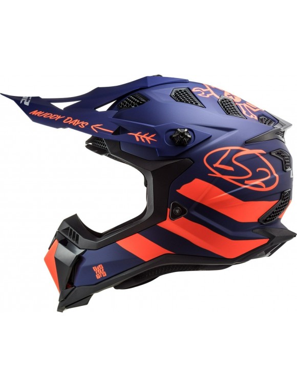 Casque moto Croix LS2 MX700 SubVerster Evo Cargo Bleu Fluo Orange