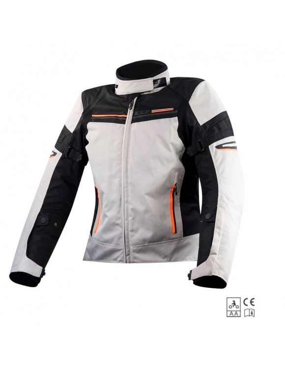 Motorcycle Jacket Women Touring 3 Seasons Waterproof LS2 Shadow Gray/Orange Fluo