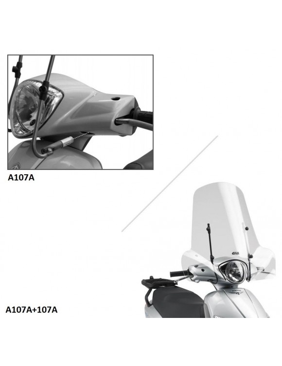 Kit pare-brise complet Givi 107A + Liberty Attacks 50-125-150-200/I-Get