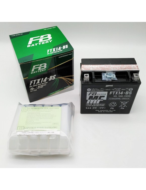 Motorcycle battery 12V/12Ah Furukawa FTX14-BS with acid acceding