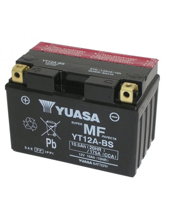 Motorcycle battery 12V/10.5AH Yuasa YT12A-BS with kit acid 0651110