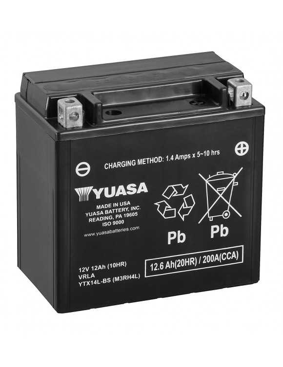 MOTORCYCLE BATTERY 12V/12AH Yuasa YTX14L-BS with kit acid 065128