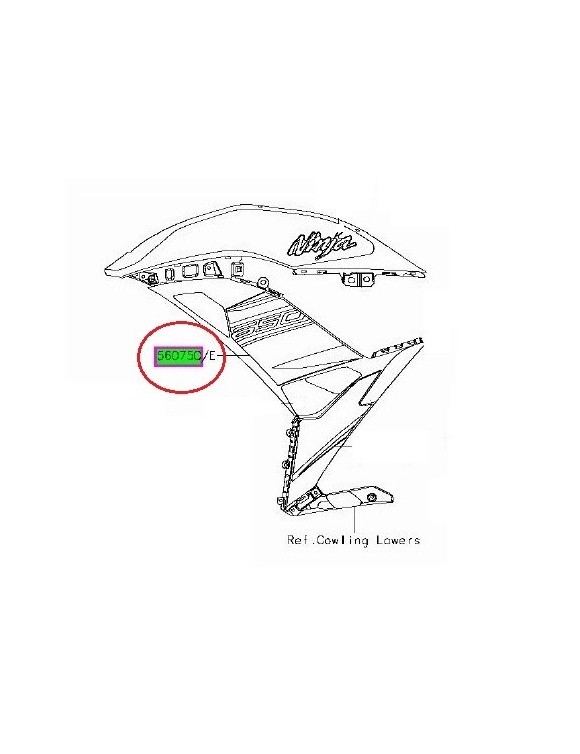 right side hull sticker 56075-3831 Kawasaki Ninja 650 ABS