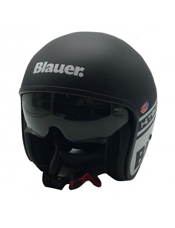 Jet Motorcycle Helmet Glass Fiberglass Blauer Pilot 1.1 Black/White H07