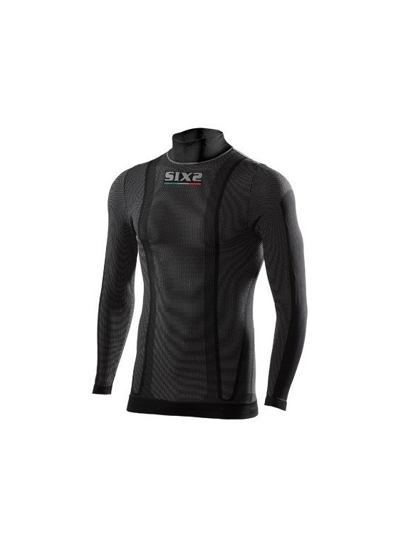 Maglietta intima moto collo a lupetto Sixs ts3 tessuto carbon underwear
