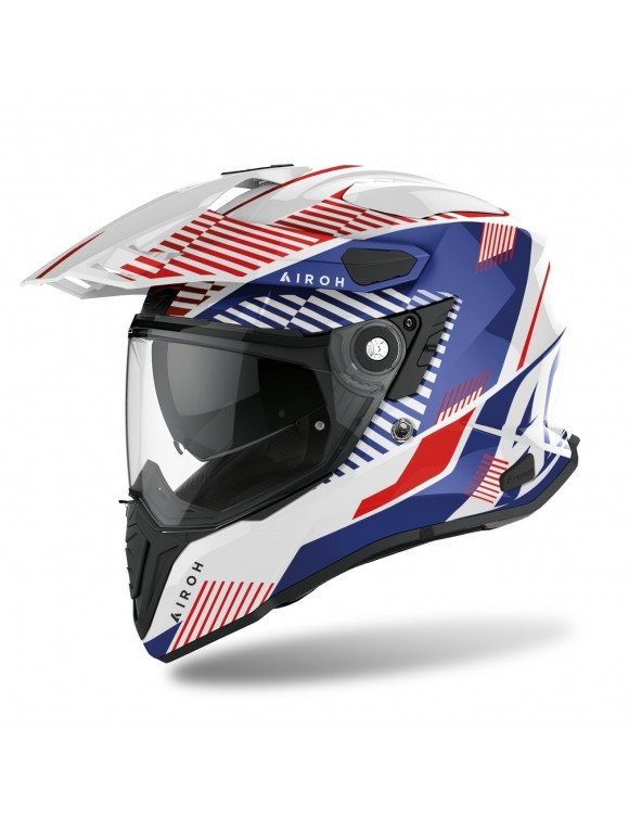 Casco moto integrale Airoh commander boost white blue lucido cmm18
