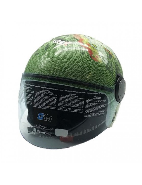 Casco moto bambini policarbonato Grex g1.1 Artwork t-rex 052  lucido