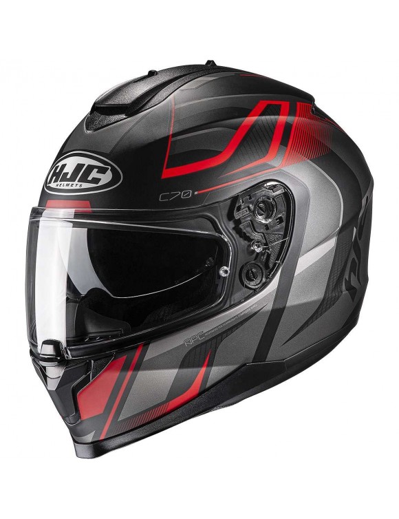 Casco moto integrale policarbonato HJC c70 Lantic mc1sf nero/rosso opaco