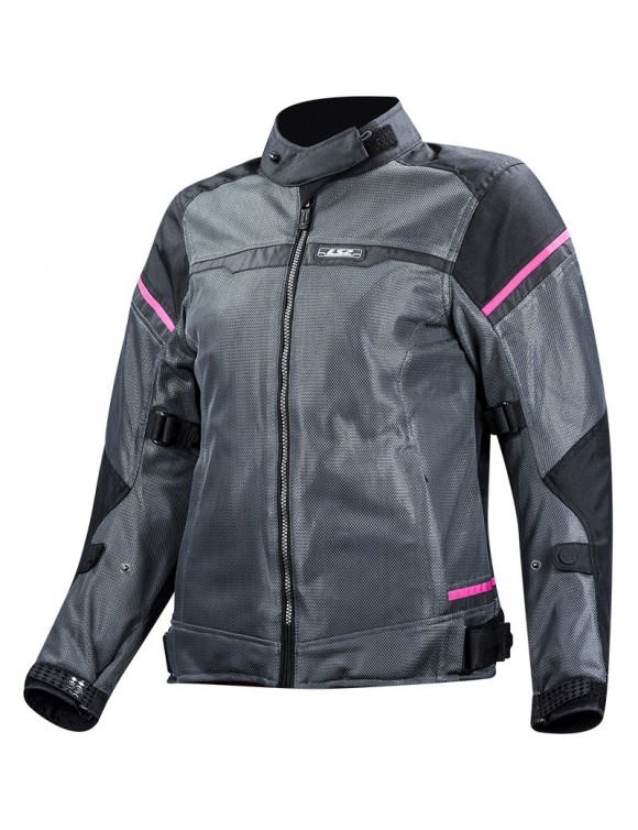 Veste moto des femmes d'été LS2 Riva Lady Dark Grey Rose 64100S0012