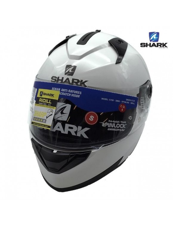 Casque de moto complet dans le requin thermoplastique ridill blanc brillant blanc he0500whu
