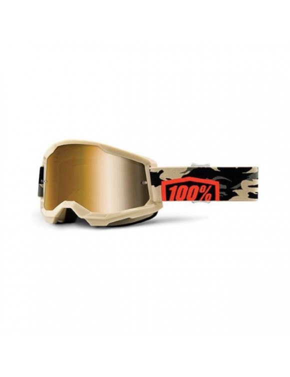 Goggles mask 100% Googles Strata 2 Kombat Gold Mirror lens 461237