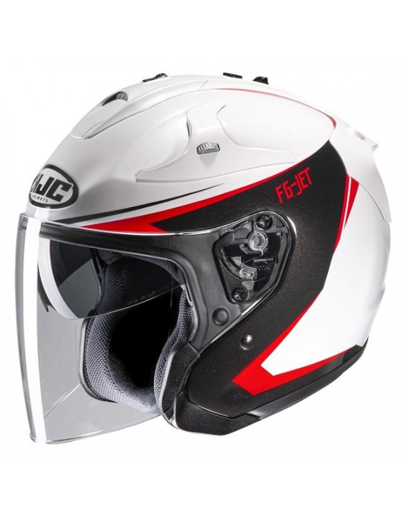 Casque de moto jet hjc fg-jet balin mc1 rouge / noir brillant