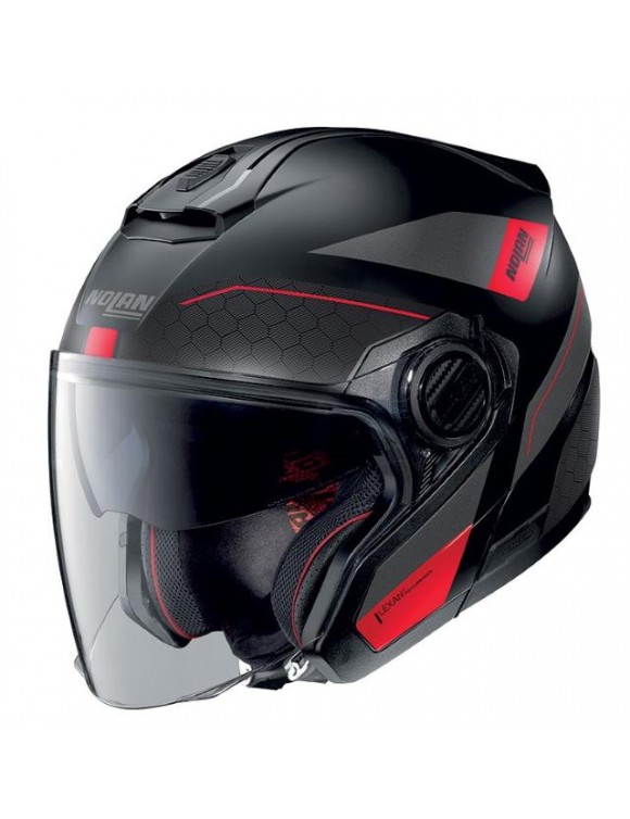 Casque de moto à réaction Nolan Polycarbonate N40-5 Pivot N-COM 25 Mat noir plat