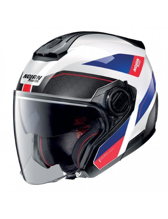 Casque de moto à réaction Nolan Polycarbonate N40-5 Pivot N-COM 28 Metal White Lucid