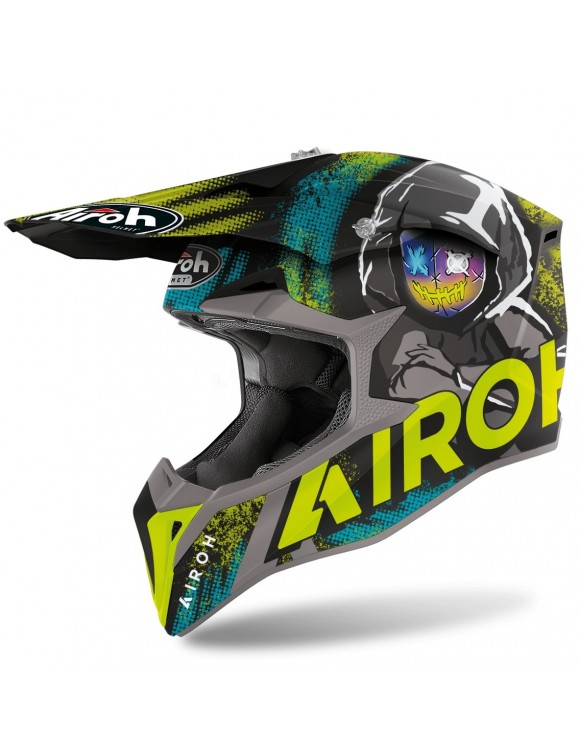 Casque Motocross Airoh Wrap Alien Mat Jaune Mat