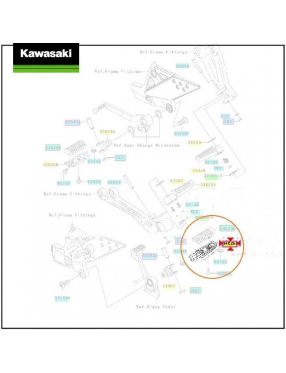 Pedana anteriore destra Kawasaki Ninja 600-900-1200, Z750, Z1000, ZRX/ZZR 1200