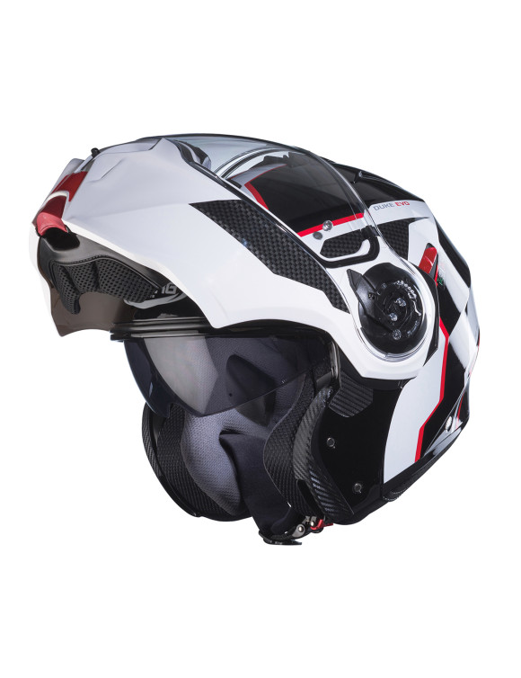 Caberg Duke Evo Move Modular Motorcycle Helmet Black/White/Red Glossy C0KB60M3