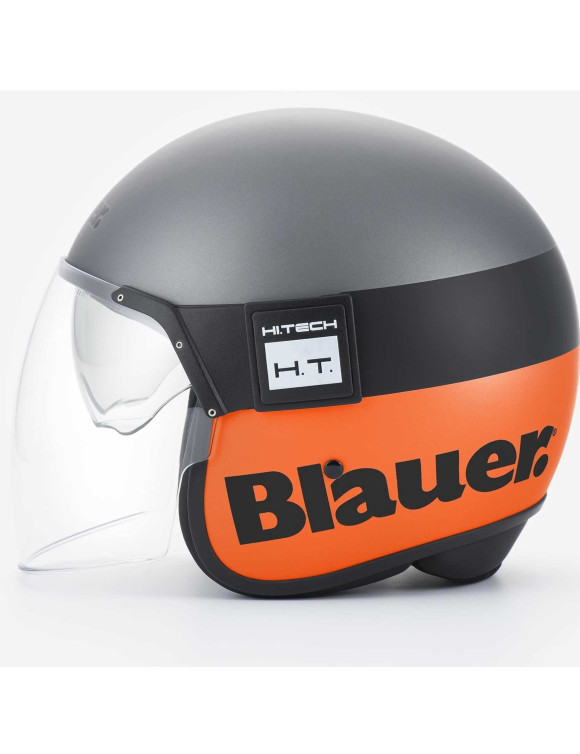 Fiberglass Jet Motorcycle Helmet Blauer Pod Gray/Orange Matt 12CBKHU01033-HS0020H101/H79