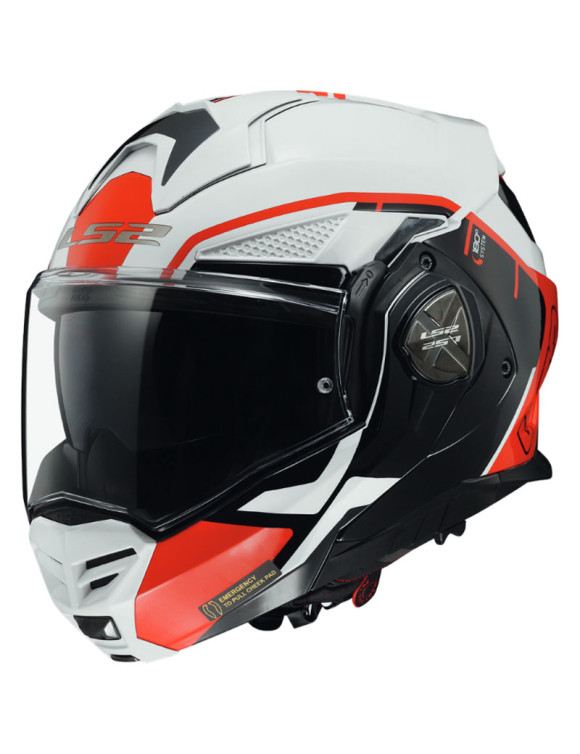 LS2 FF901 Advant-X Metryk White Red Glossy Modular Motorcycle Helmet 569012202