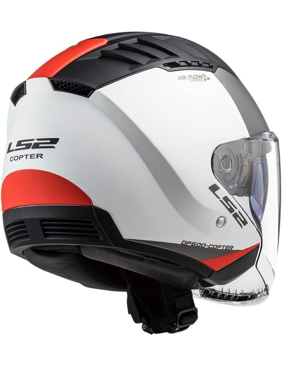 LS2 Copter II Urban Jet Motorcycle Helmet Matt White Red Matt 366002102