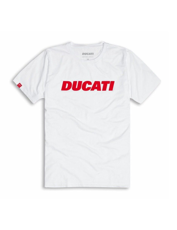 T-shirt da uomo in cotone originale Ducati Ducatiana 2.0 bianco 98770099