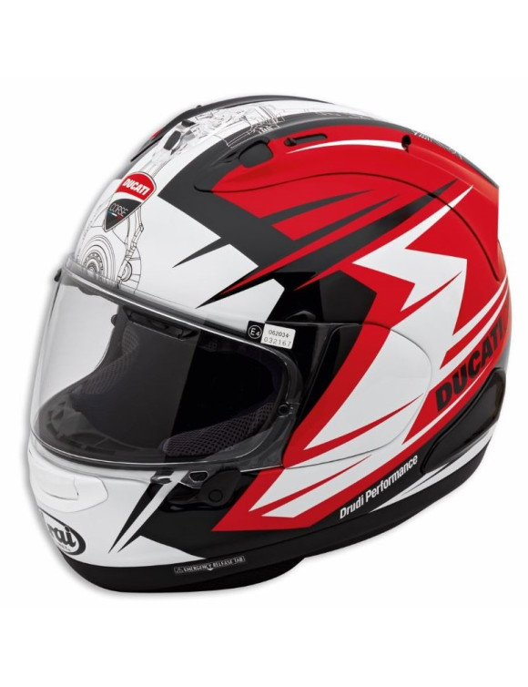 Original Ducati Corse V7 White/Red/Black Glossy Full Face Motorcycle Helmet 98108535