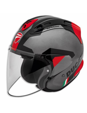 Casco Jet Moto Original Ducati D-Attitude V2 Negro/Rojo 98108513