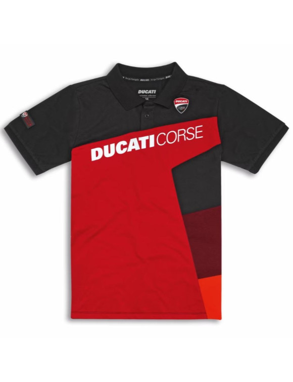 T-Shirt Polo da Uomo Originale Ducati DC Sport Black/Red 98770535