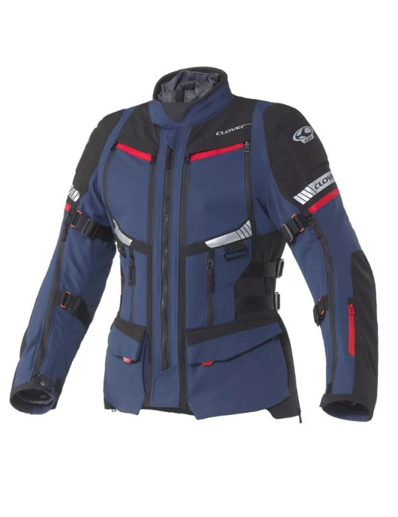 Clover GTS-5 WP Lady Blue/Black/Red Touring Women's Motorcycle Jacket 17004-NAV/N