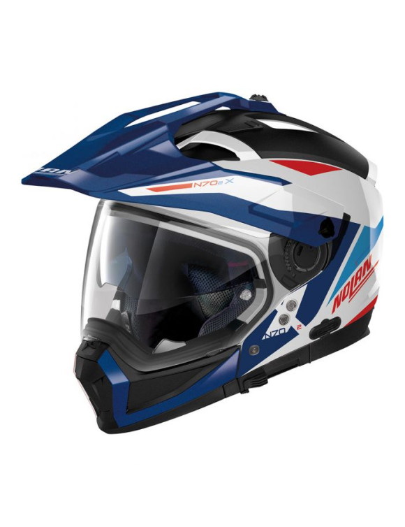 Nolan N70-2 X Stunner Metal White/Blue/Red Crossover Motorcycle Helmet N7Y000899053