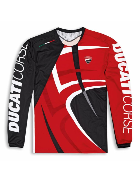 Original Ducati Corse MTB V2 technisches Langarm-T-Shirt für Herren Schwarz/Rot 98108500 - 1