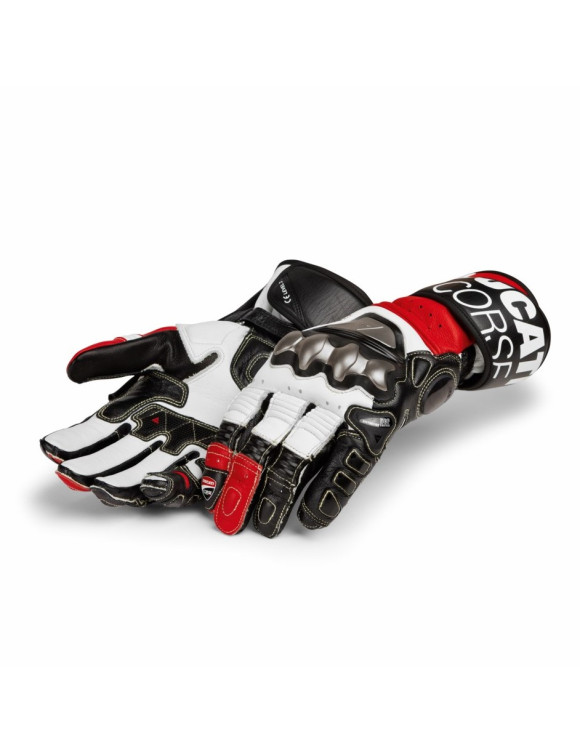 Original Ducati Corse C6 White/Red Men's Motorcycle Gloves 98108857