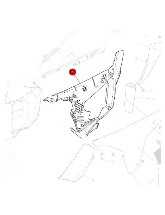 Soporte interno para carenado lateral izquierdo, 4801A893A, Ducati Multistrada V4 / V4 S / V4 RS - 1