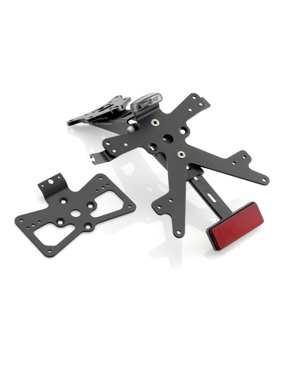 Kit support de plaque d'immatriculation FOX avec feu arrière Rizoma PT225B - Noir Anodisé