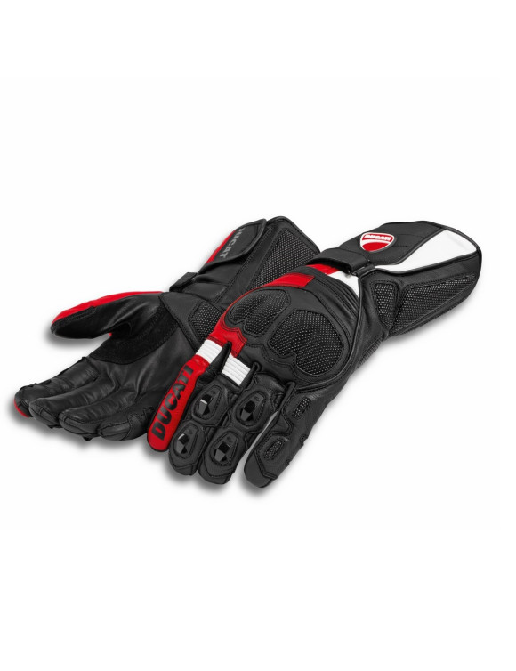 Original Ducati Speed Evo C2 Herren Motorradhandschuhe Schwarz/Weiß/Rot 98108806 - 1