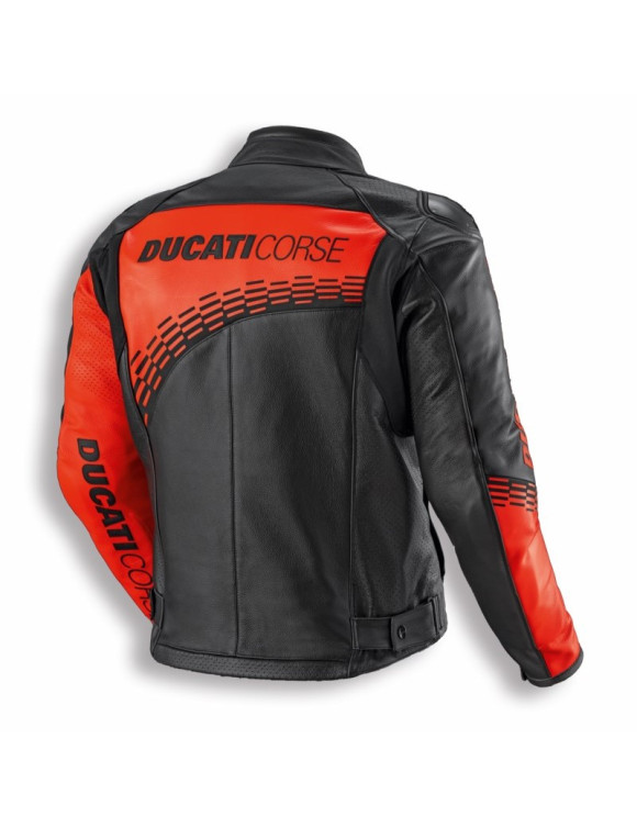 Veste Moto Homme en Cuir Originale Ducati Corse C7 Noir/Rouge 9810927 - 2