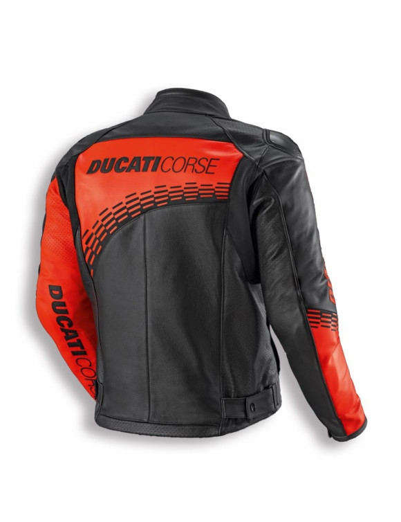 Giacca Moto da Uomo in Pelle Ducati Corse C7 Perforata Black/Red