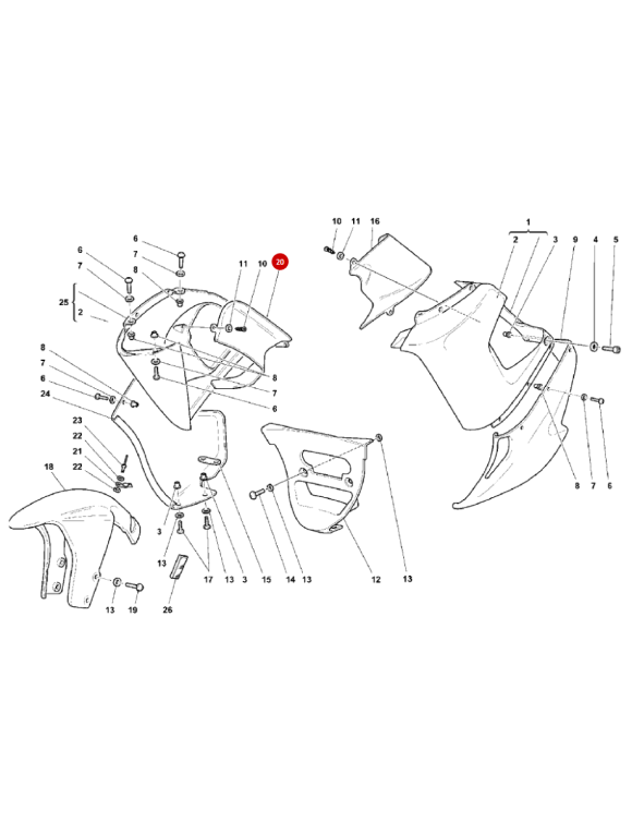 Right air duct part Ducati Sport Touring St 2/St 4 48410261AA - 3