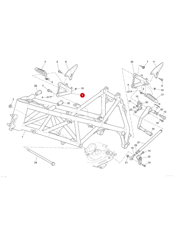 Piastra portapedana anteriore destra originale per Ducati Superbike 82411231A - 3