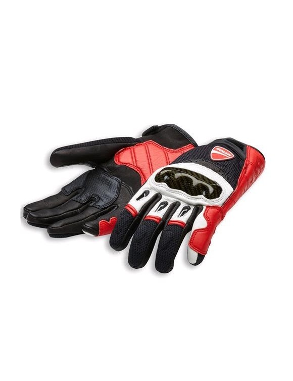 Handschuhe aus Leder und Textil-Ducati „Company C1“ Rot/Schwarz/Weiß 98104211