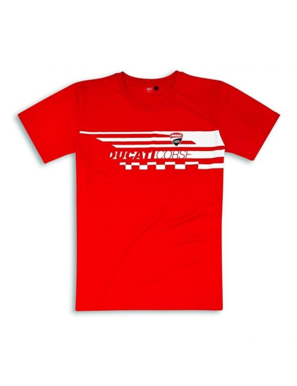 T-Shirt Ducati Red Check Rosso/Bianco In Cotone 98769739